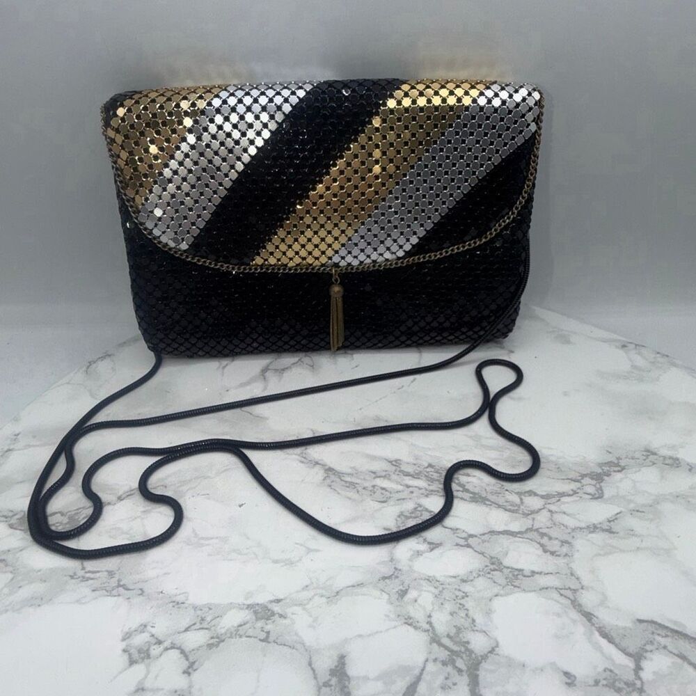 JESSICA STEVENS Black, Gold and Silver Glomesh Handbag